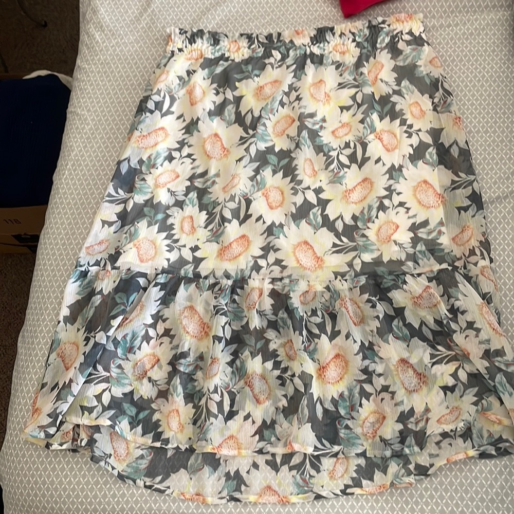 High low sunflower midi skirt